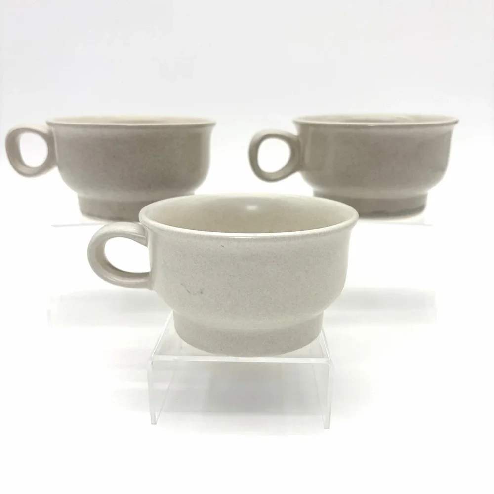 Pfaltzgraff Yorktowne Blue Floral Flat Coffee Cup/ Soup Bowl Vintage Set of 3